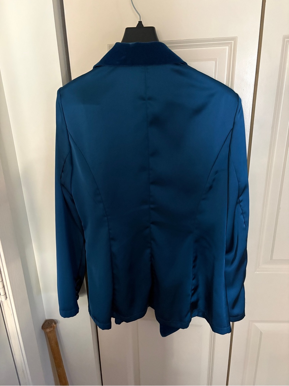 Teal Women's Tailored Pantsuit - Sleek Structured Blazer & Flared Pants - Picture 7 of 8